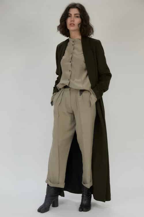 Ali tailored overcoat in cashmere - Army Green
