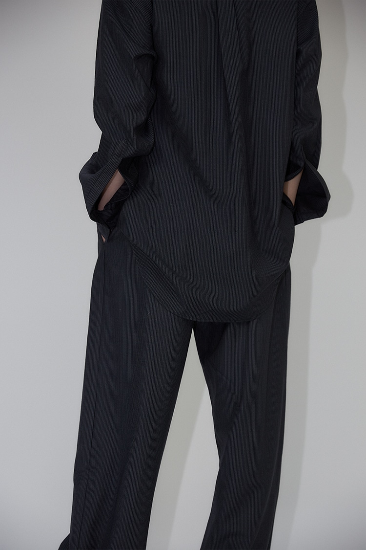 Diane wide-leg trousers in wool - Grey pinstripe