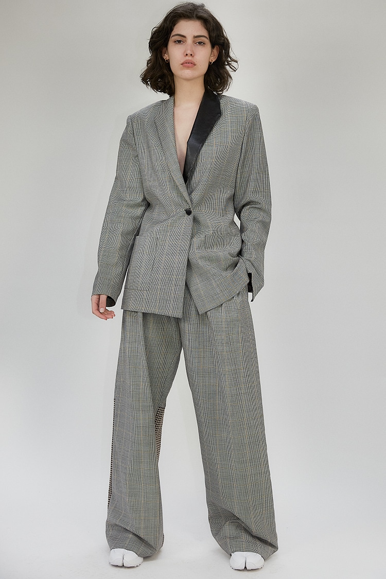Diane wide-leg trousers in wool - Grey check