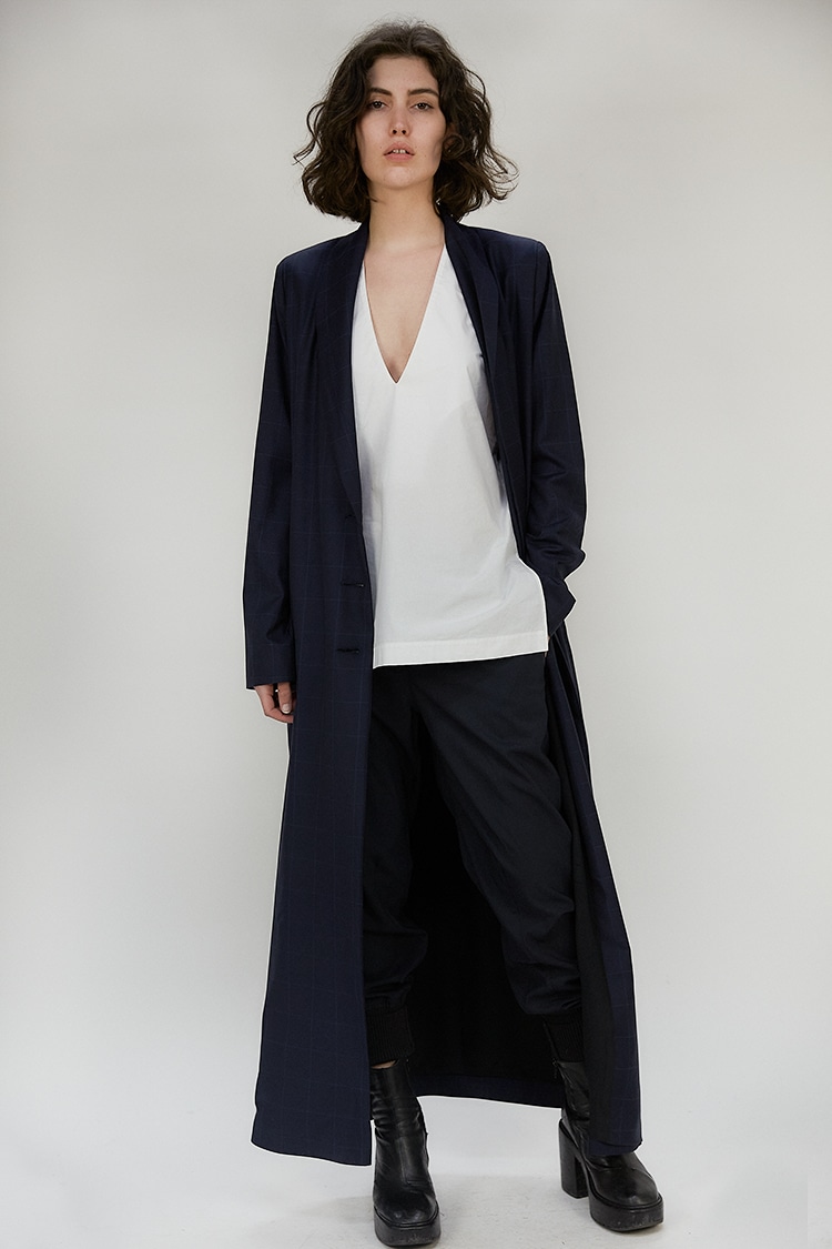 Molly tailored coat in wool - Navy check