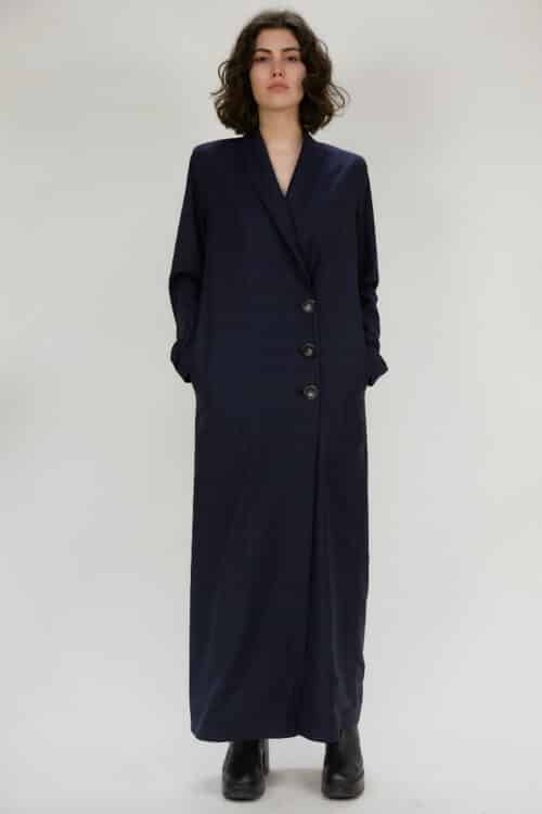 Molly tailored coat in wool - Navy check