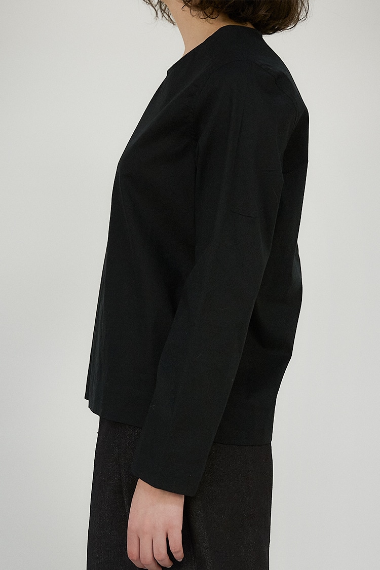 Ryder poplin long sleeved shirt in cotton - Black