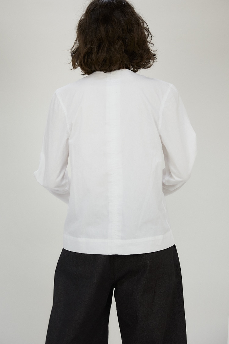 Ryder poplin long sleeved shirt in cotton - White