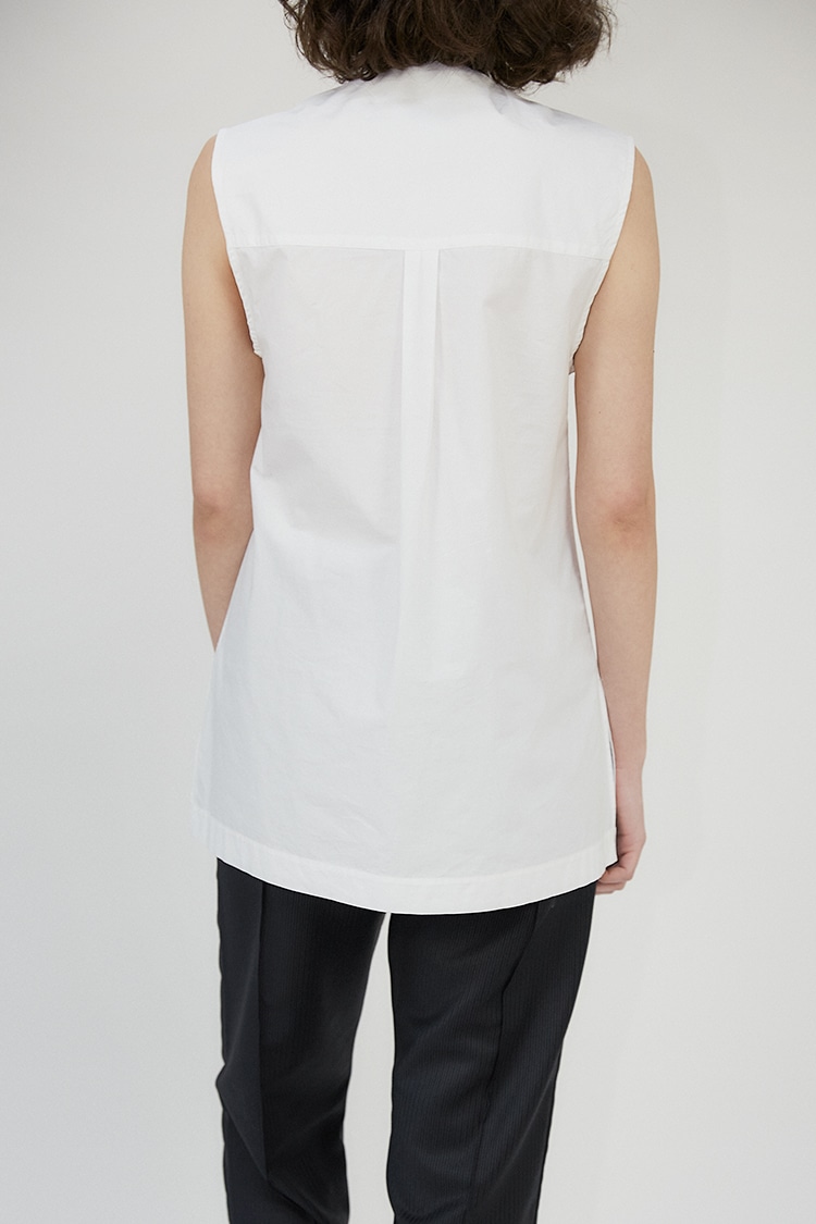 Jani poplin sleeveless top in cotton - White