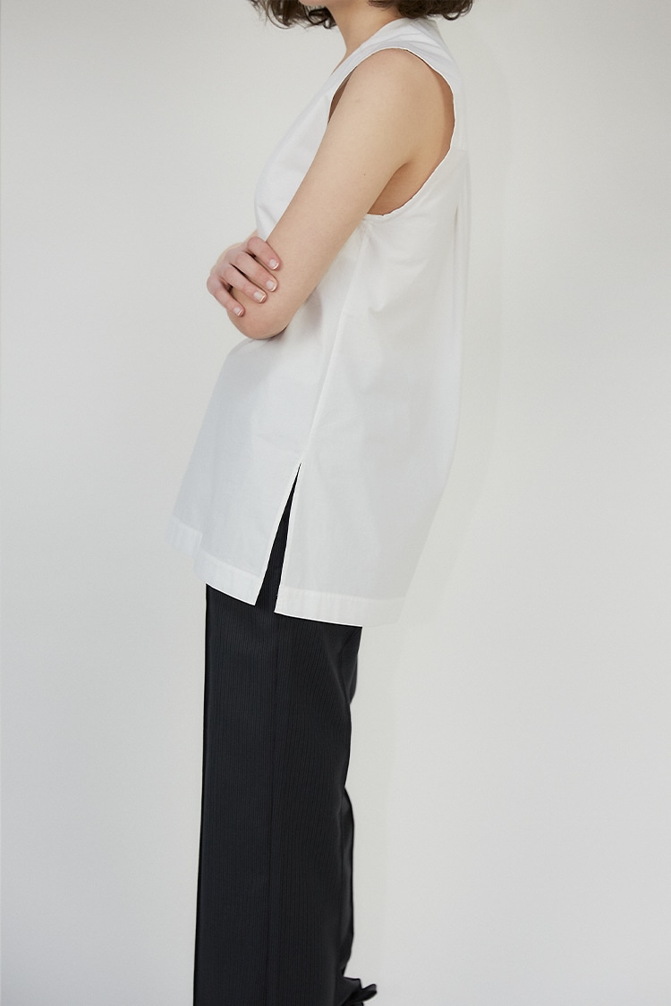 Jani poplin sleeveless top in cotton - White