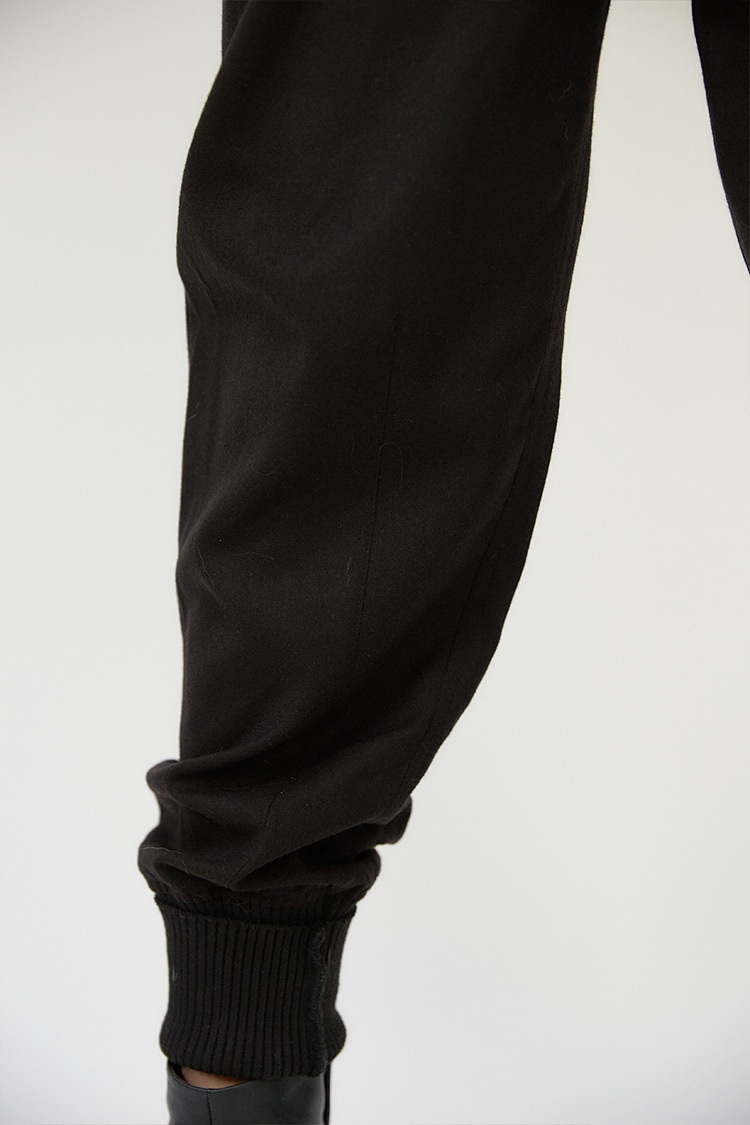 Johnny utility trouser in felted wool - Dark brown